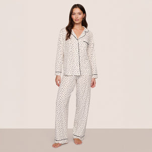 Eberjey Gisele Long PJ Set Heart to Heart Black/Black
