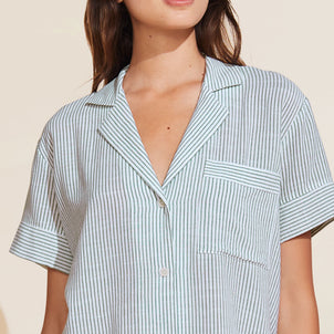 Eberjey Nautico Shortie Short PJ Set Forest Green|Customizer