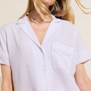 Eberjey Nautico Shortie Short PJ Set Ivory/Lavender|Customizer