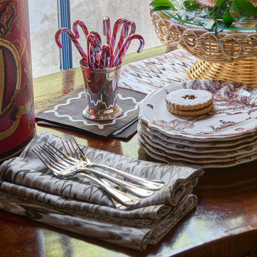 Fluted Marble Printed Napkins, Set of 4 Neutral/Brown