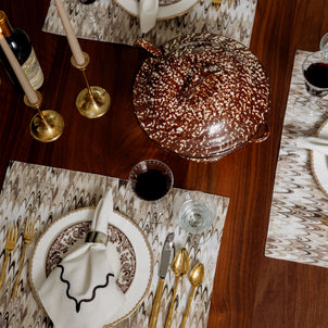 Ripple / Fluted Marble Reversible Placemats, Set of 4 Neutral/Brown