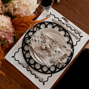 Fluted Marble Printed Napkins, Set of 4 Neutral/Brown