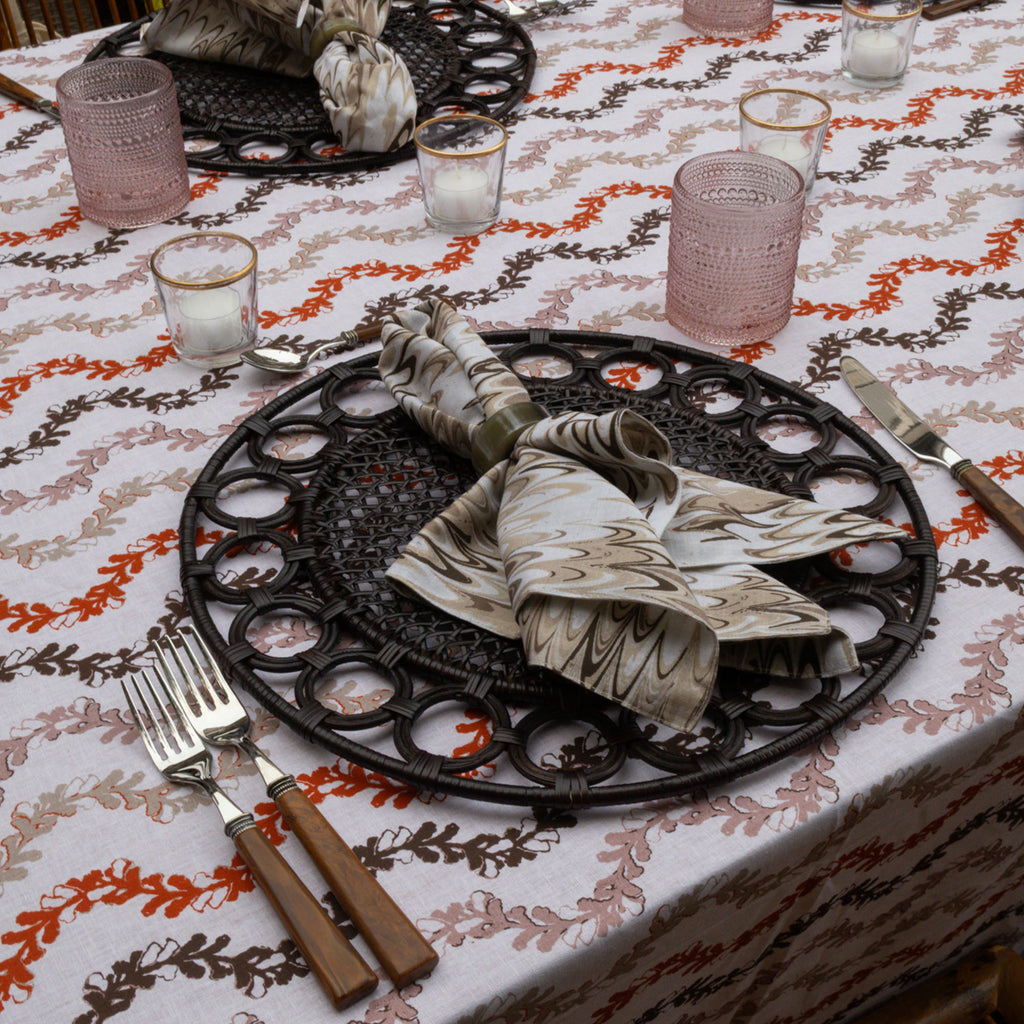 Fluted Marble Printed Napkins, Set of 4 Neutral/Brown