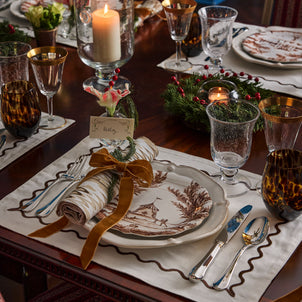 Ripple / Fluted Marble Reversible Placemats, Set of 4 Neutral/Brown
