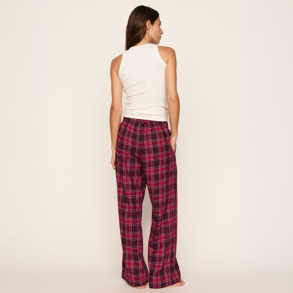 Eberjey Flannel Boxer Pant Oxford Check Holly Red