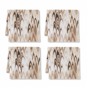 Fluted Marble Printed Napkins, Set of 4 Neutral/Brown