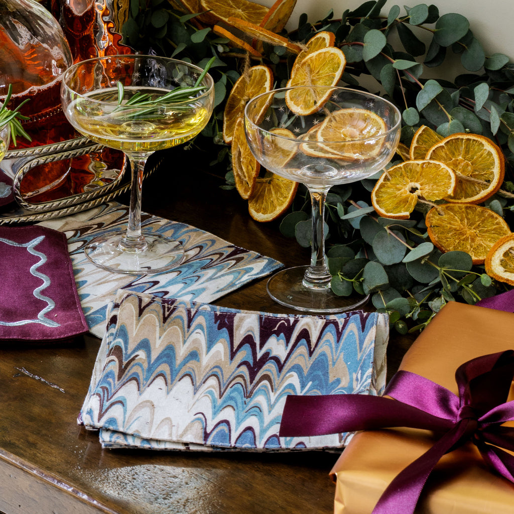 Fluted Marble Printed Cocktail Napkin, Set of 4 Default