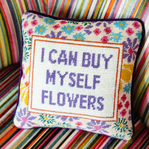 Furbish Studio I Can Buy Myself Flowers Needlepoint Pillow Multi (Furbish)