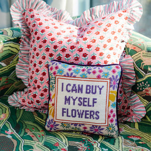 Furbish Studio I Can Buy Myself Flowers Needlepoint Pillow Multi (Furbish)