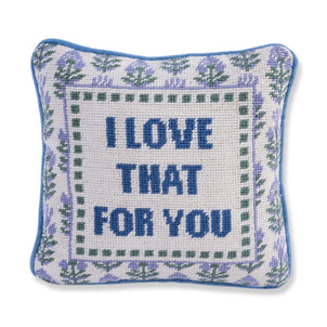 Furbish Studio Love That For You Needlepoint Pillow Blue