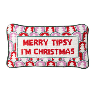 Furbish Studio Merry Tipsy Needlepoint Pillow Multi (Furbish)