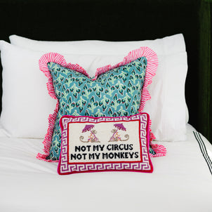 Furbish Studio Not My Circus Needlepoint Pillow Pink