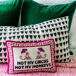 Furbish Studio Not My Circus Needlepoint Pillow Pink
