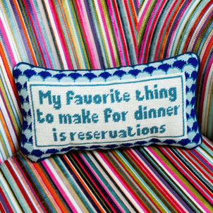 Furbish Studio Reservations Needlepoint Pillow Blue