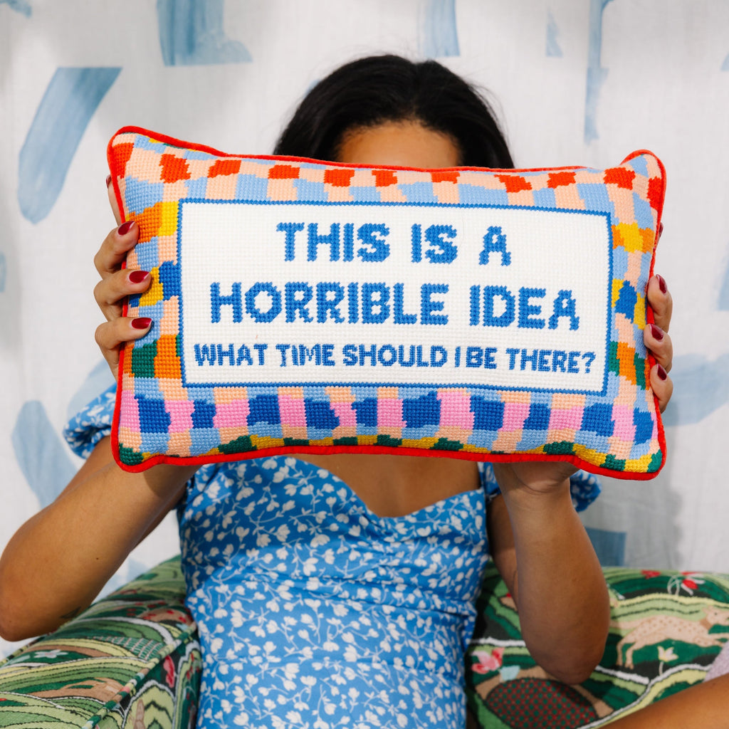 Furbish Studio Horrible Idea Needlepoint Pillow Multi (Furbish)