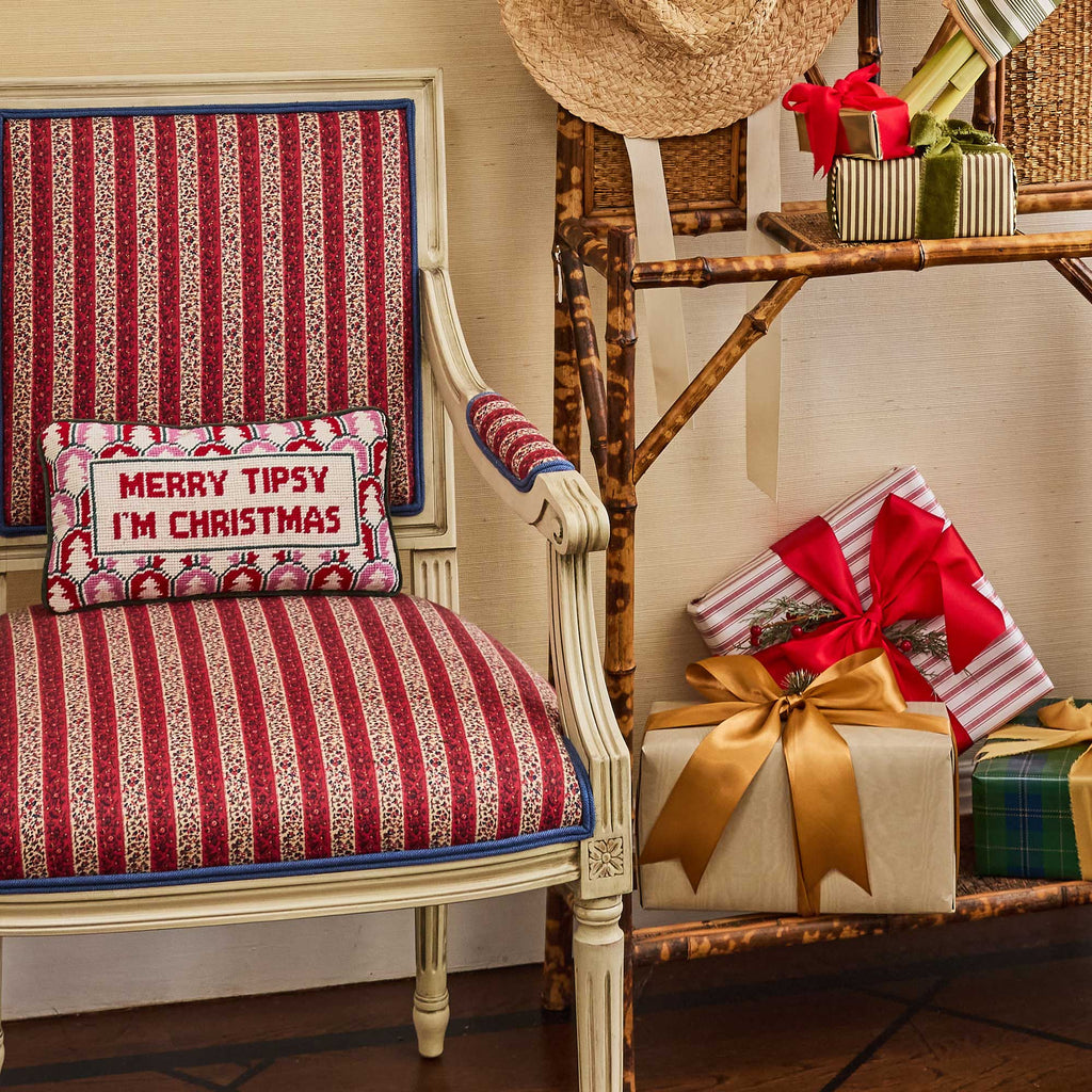 Furbish Studio Merry Tipsy Needlepoint Pillow Multi (Furbish)