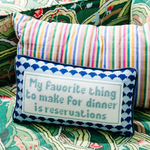 Furbish Studio Reservations Needlepoint Pillow Blue