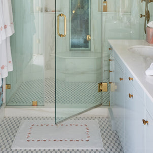 Georgia Floral Bath Mats White/Coral