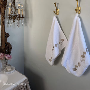 Georgia Floral Towels White/Sand