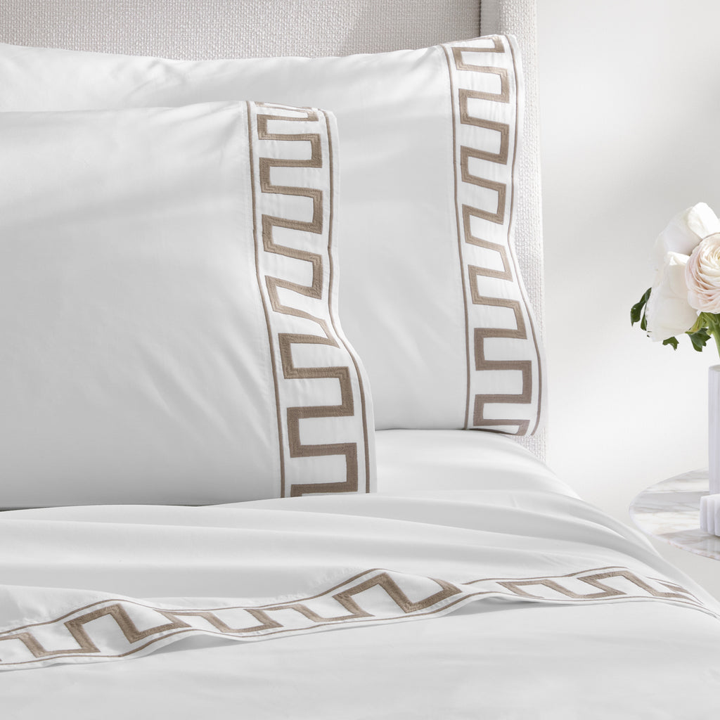 Greek Key Flat Sheet Taupe