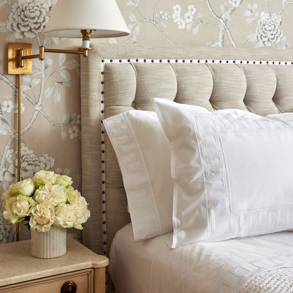 Greek Key Flat Sheet White