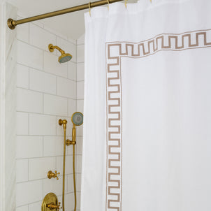 Greek Key Shower Curtain Taupe