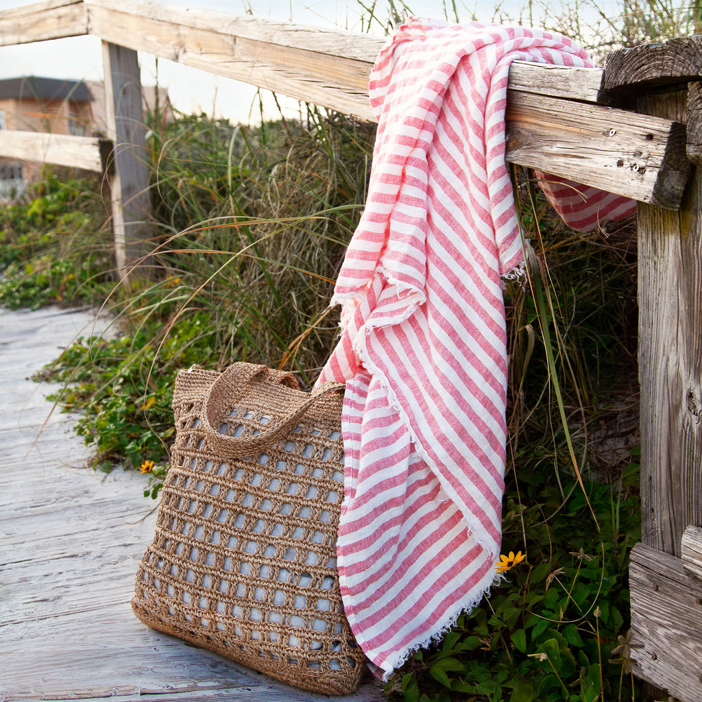 Holbox Linen Beach Blankets Red (Holbox)