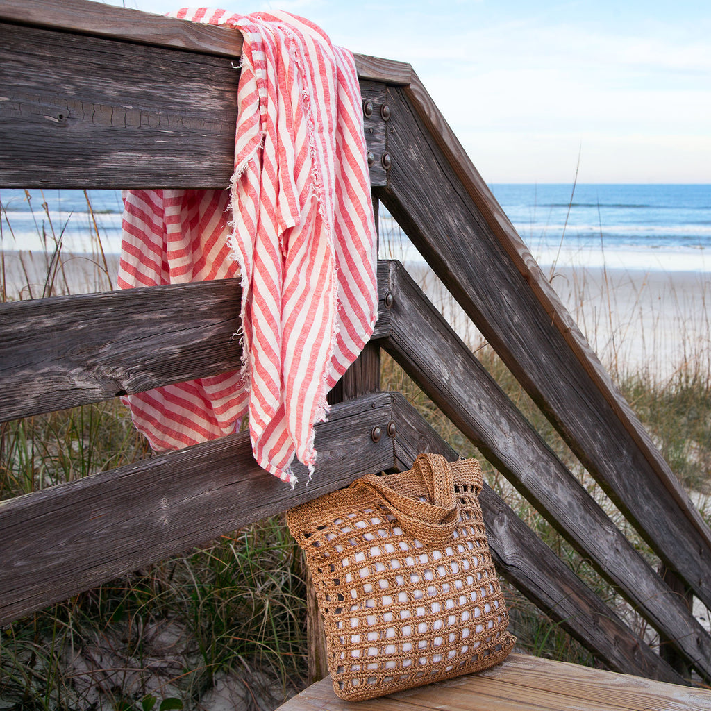 Holbox Linen Beach Blankets Red (Holbox)