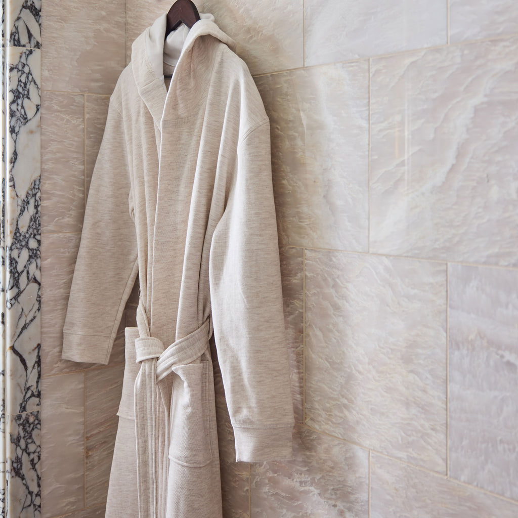 Jersey Knit Hooded Robes Oatmeal