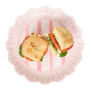 Juliska Cabana Stripe Melamine Dinner Plate, Set of 4 Coral