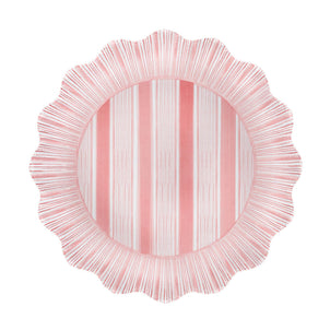 Juliska Cabana Stripe Melamine Dinner Plate, Set of 4 Coral