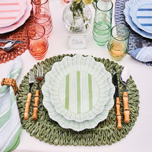 Juliska Cabana Stripe Melamine Dinner Plate, Set of 4 Seagrass