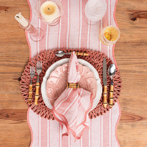 Juliska Cabana Stripe Table Runner Coral