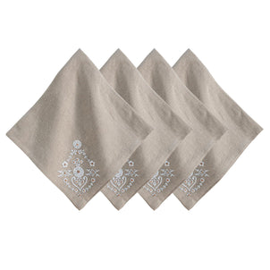 Juliska Heidi Embroidered Napkin, Set of 4 Natural