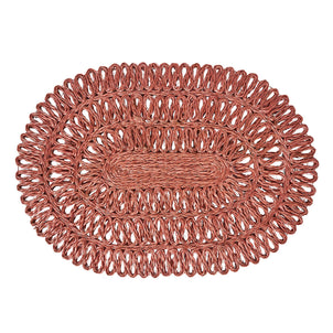 Juliska Straw Loop Oval Placemat Coral