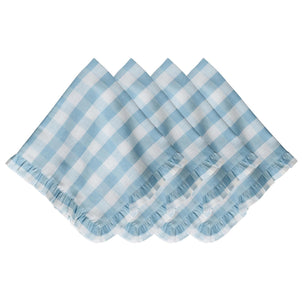 Juliska Gingham Ruffle Napkin Ocean