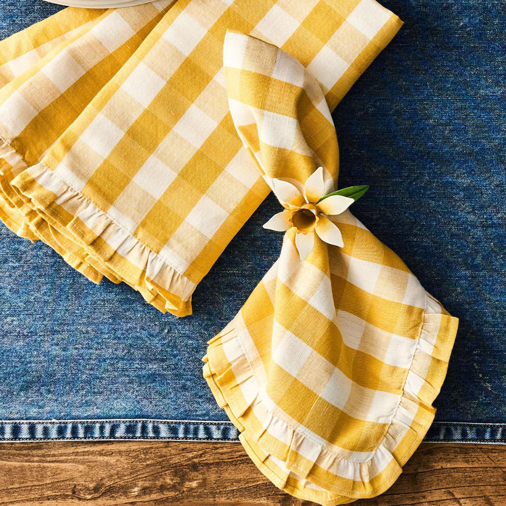 Juliska Gingham Ruffle Napkin Sunshine