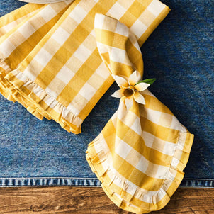 Juliska Gingham Ruffle Napkin Sunshine