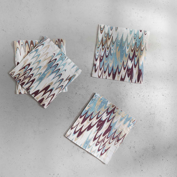 Fluted Marble Printed Cocktail Napkin, Set of 4