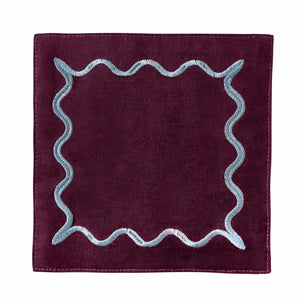 Ripple Embroidered Cocktail Napkin, Set of 4 Plum/Blue|customizer