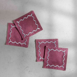 Ripple Embroidered Cocktail Napkin, Set of 4 Default