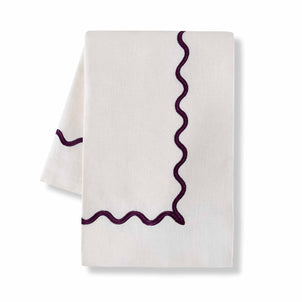 Ripple Embroidered Napkin, Set of 4 Ivory/Plum|customizer