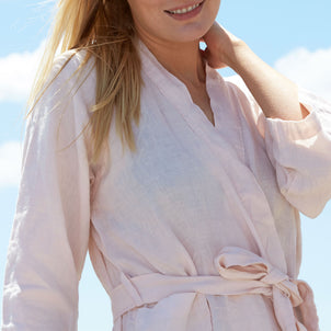 Women's Linen-Bamboo Robes Pale Pink