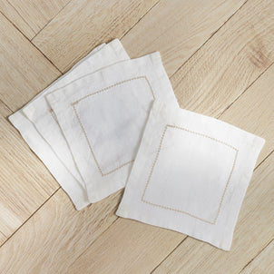 Linen Cocktail Napkins - Set of 4 White