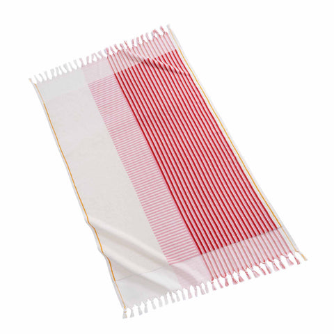 Kassatex Block Pareo Fouta Beach Towel – 100% Zero Twist Cotton, Lightweight, Quick-Dry, Coral