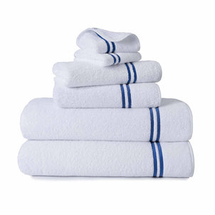 Prestige Embroidered Towels White/Cobalt