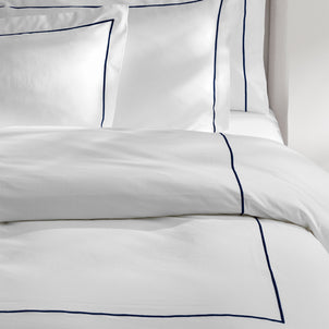 Ricamo Embroidered Sateen Duvet Navy