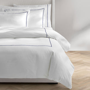 Ricamo Embroidered Sateen Duvet Navy