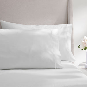 Ricamo Embroidered Sateen Pillowcase Set of 2 White