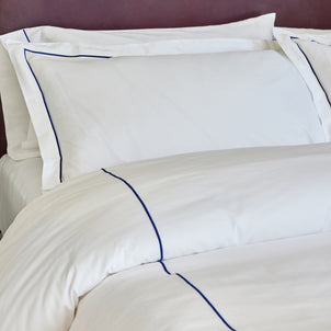 Ricamo Embroidered Sateen Sham Set of 2 Navy